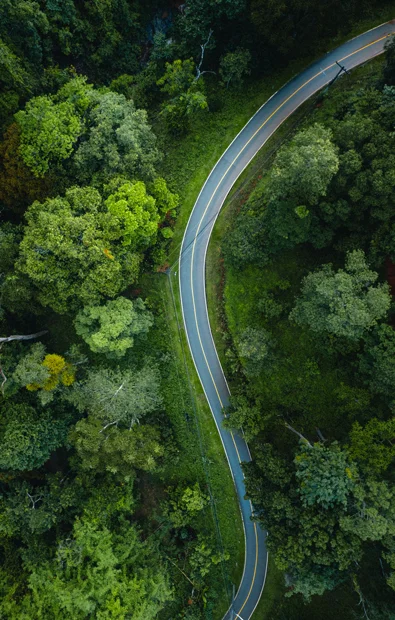 Route avec des virages